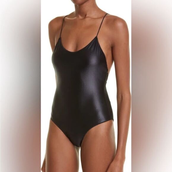 NWT Oséree Open-Back Halterneck Glow One-Piece Swimsuit in Black sz Small - Picture 4 of 10